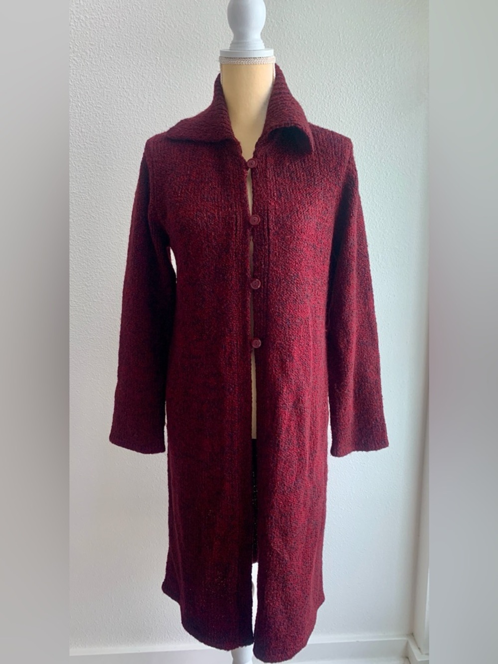 Style & Co Collection Long Button-Front Red Coatigan